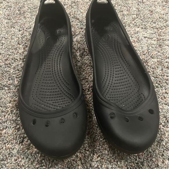Crocs Kadee Flats Slip On Waterproof Shoes Women Size 8 Solid Black Ballet Flats - Picture 2 of 8